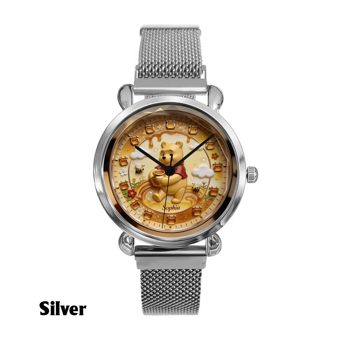 Honey Bear Clock - Personalized Yellow Bear Women Hand Watch