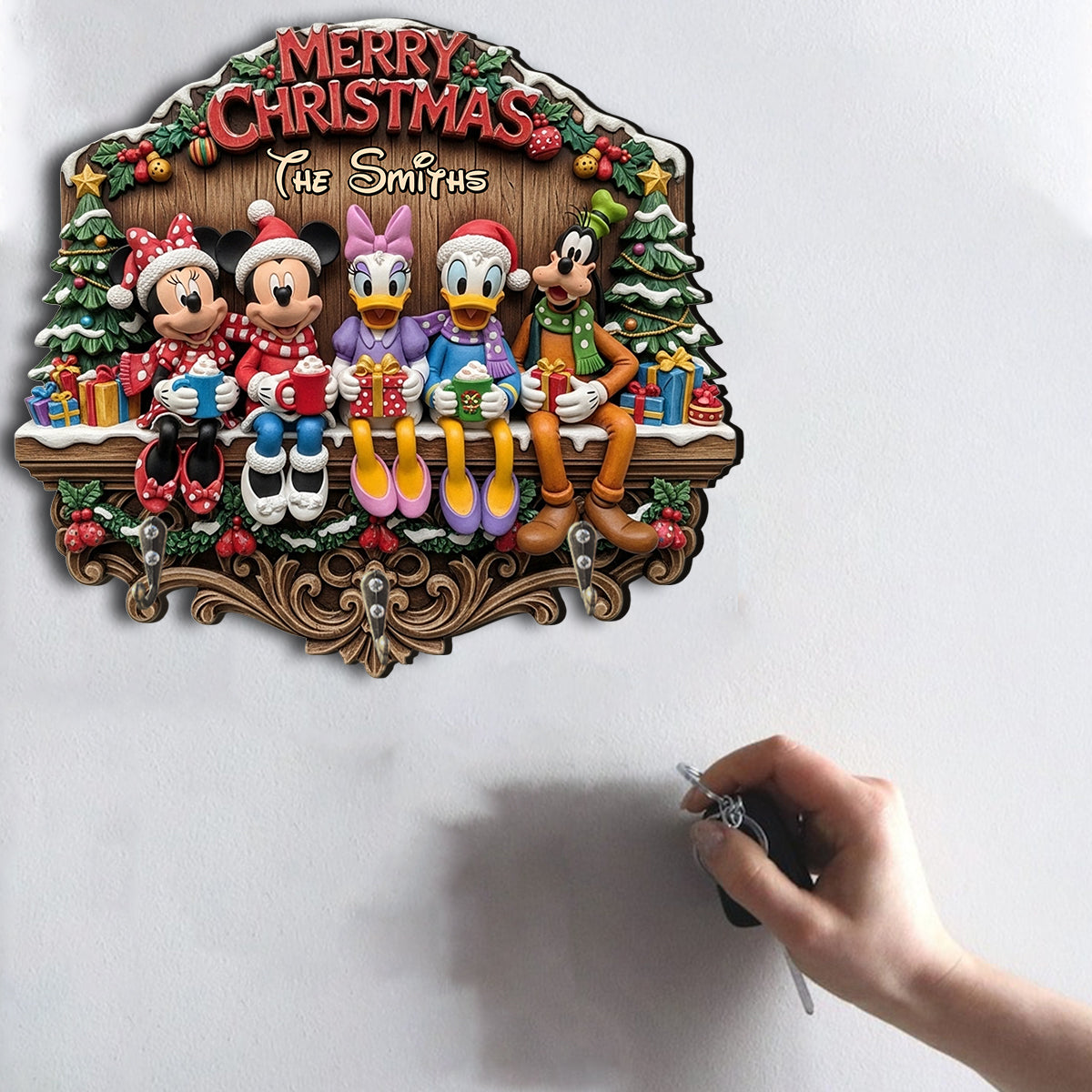 Merry Christmas - Personalized Mouse Custom Shaped Hanging Rack