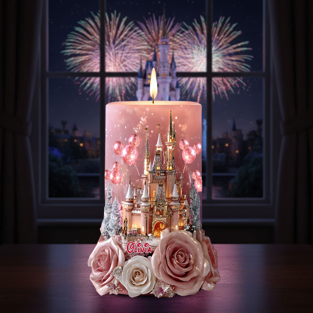 Glowing Magical Castle - Personalized Mouse Flameless Candle