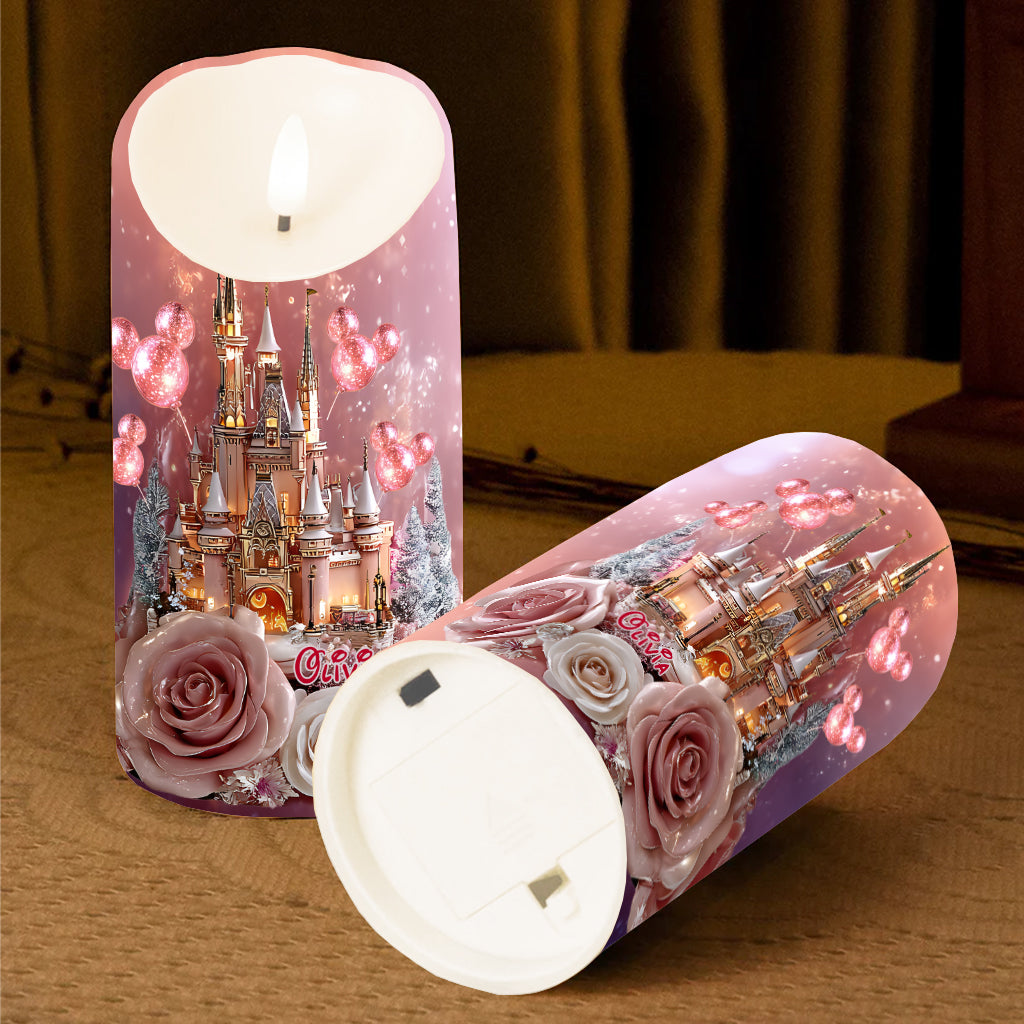 Glowing Magical Castle - Personalized Mouse Flameless Candle