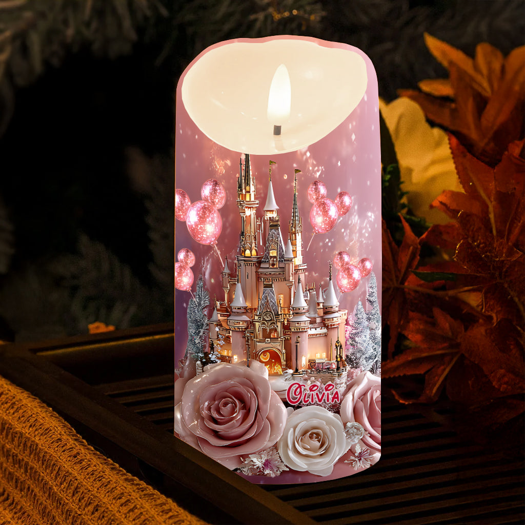 Glowing Magical Castle - Personalized Mouse Flameless Candle