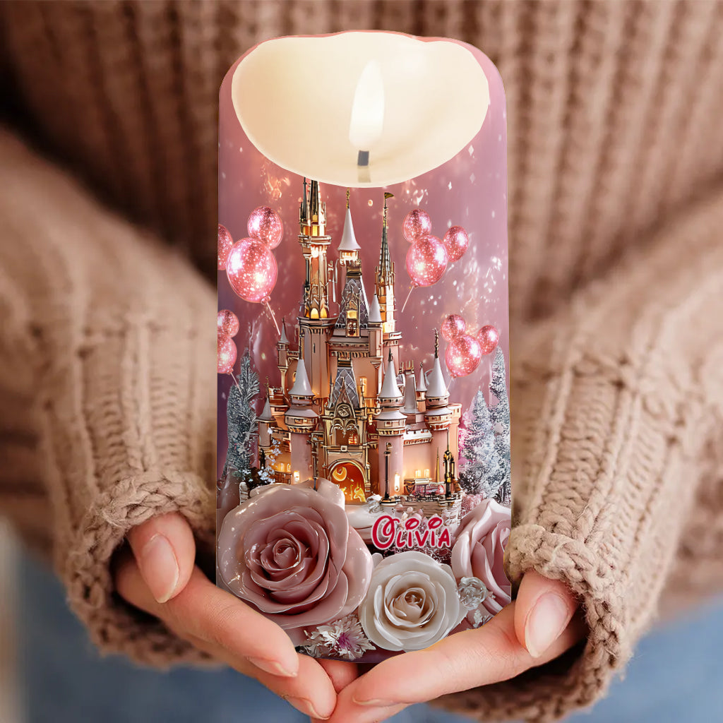 Glowing Magical Castle - Personalized Mouse Flameless Candle