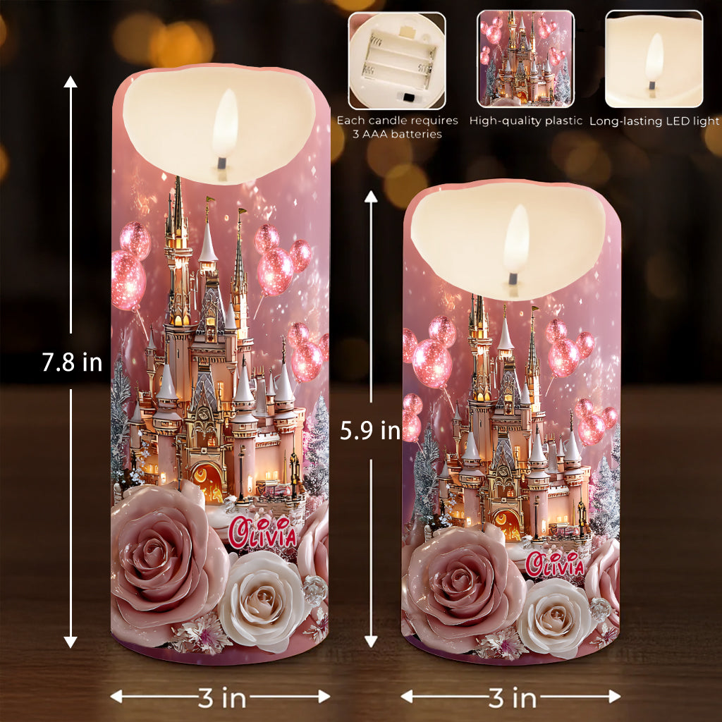 Glowing Magical Castle - Personalized Mouse Flameless Candle