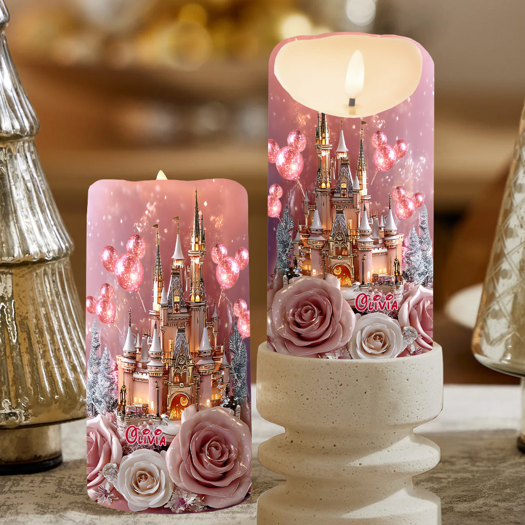 Glowing Magical Castle - Personalized Mouse Flameless Candle