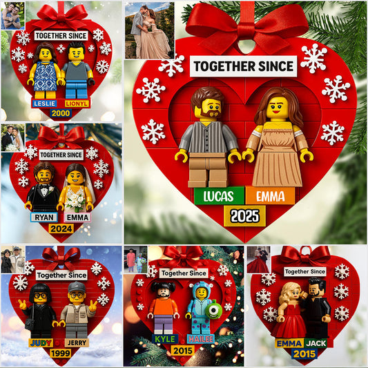 Custom Brick Couple From Any Photo - Personalized Couple Custom Shaped Ornament
