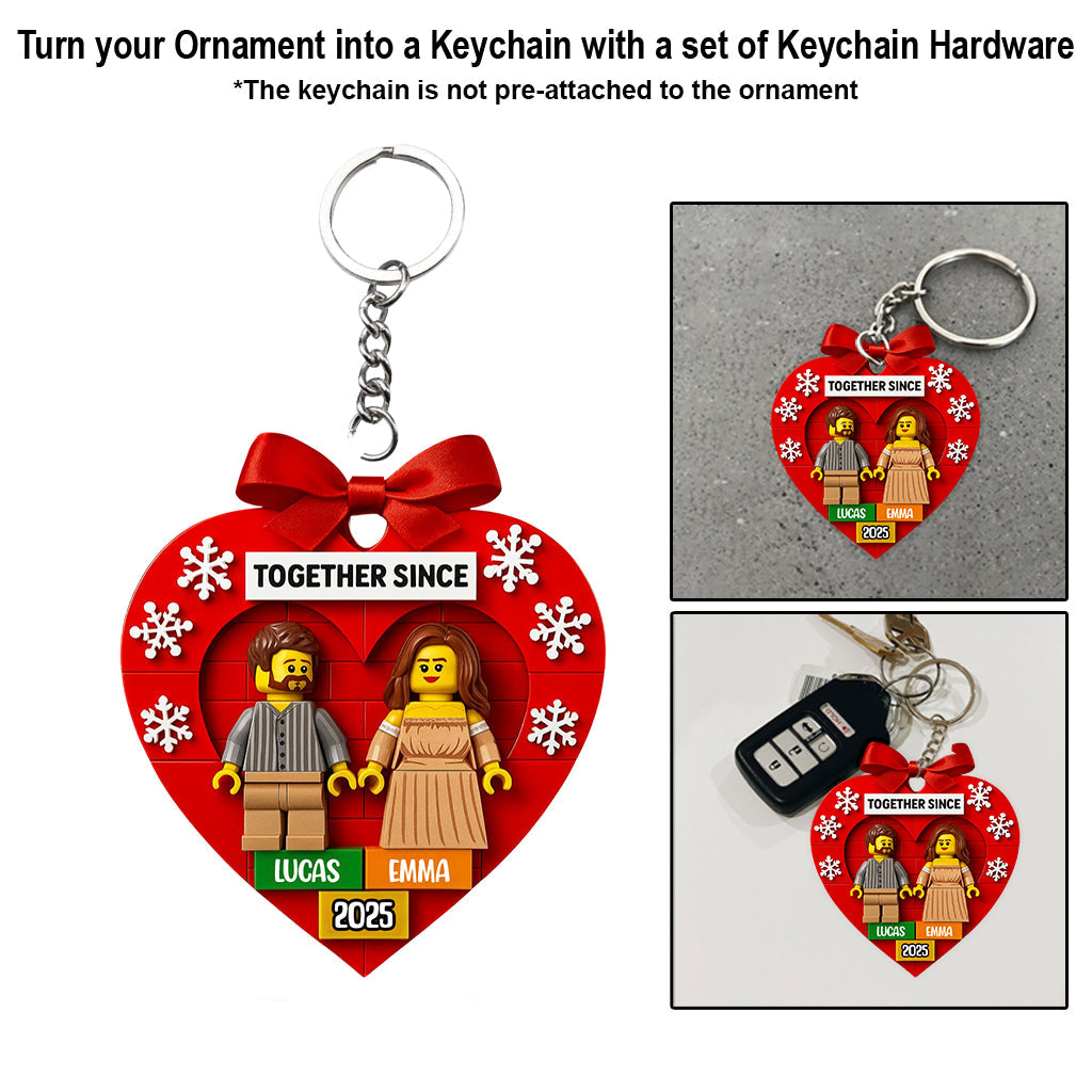 Custom Brick Couple From Any Photo - Personalized Couple Custom Shaped Ornament