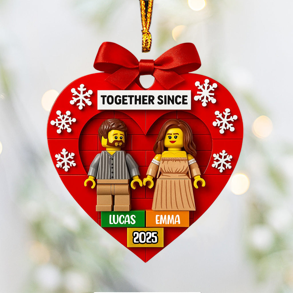 Custom Brick Couple From Any Photo - Personalized Couple Custom Shaped Ornament