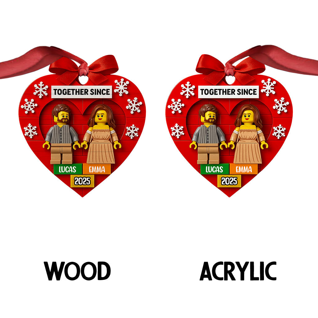 Custom Brick Couple From Any Photo - Personalized Couple Custom Shaped Ornament