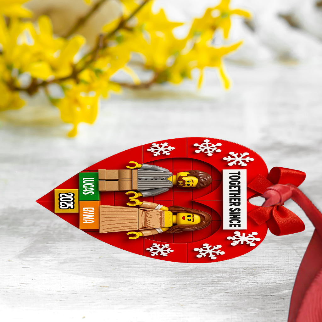 Custom Brick Couple From Any Photo - Personalized Couple Custom Shaped Ornament