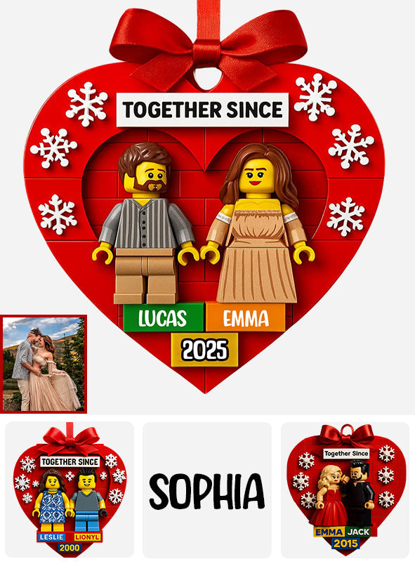 Custom Brick Couple From Any Photo - Personalized Couple Custom Shaped Ornament