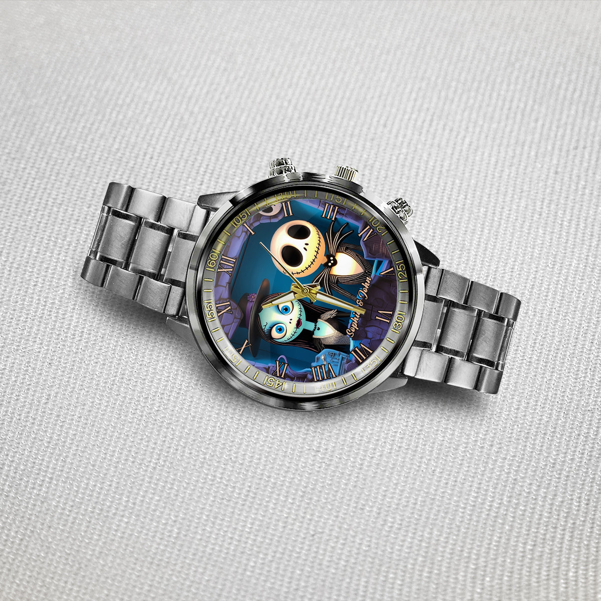 Nighttime Fantasy Couple Custom Name - Personalized Nightmare Hand Watch