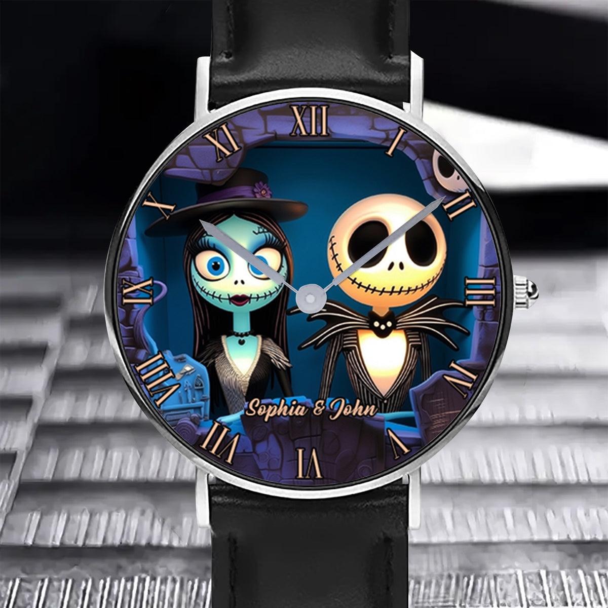 Nighttime Fantasy Couple Custom Name - Personalized Nightmare Hand Watch