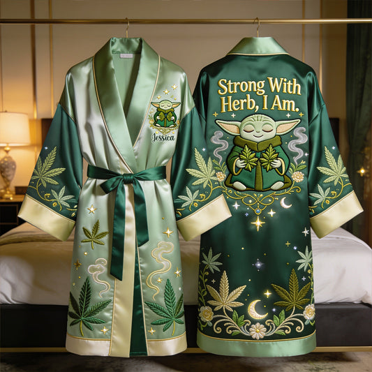 Strong With Herb - Personalized The Force Satin Robe