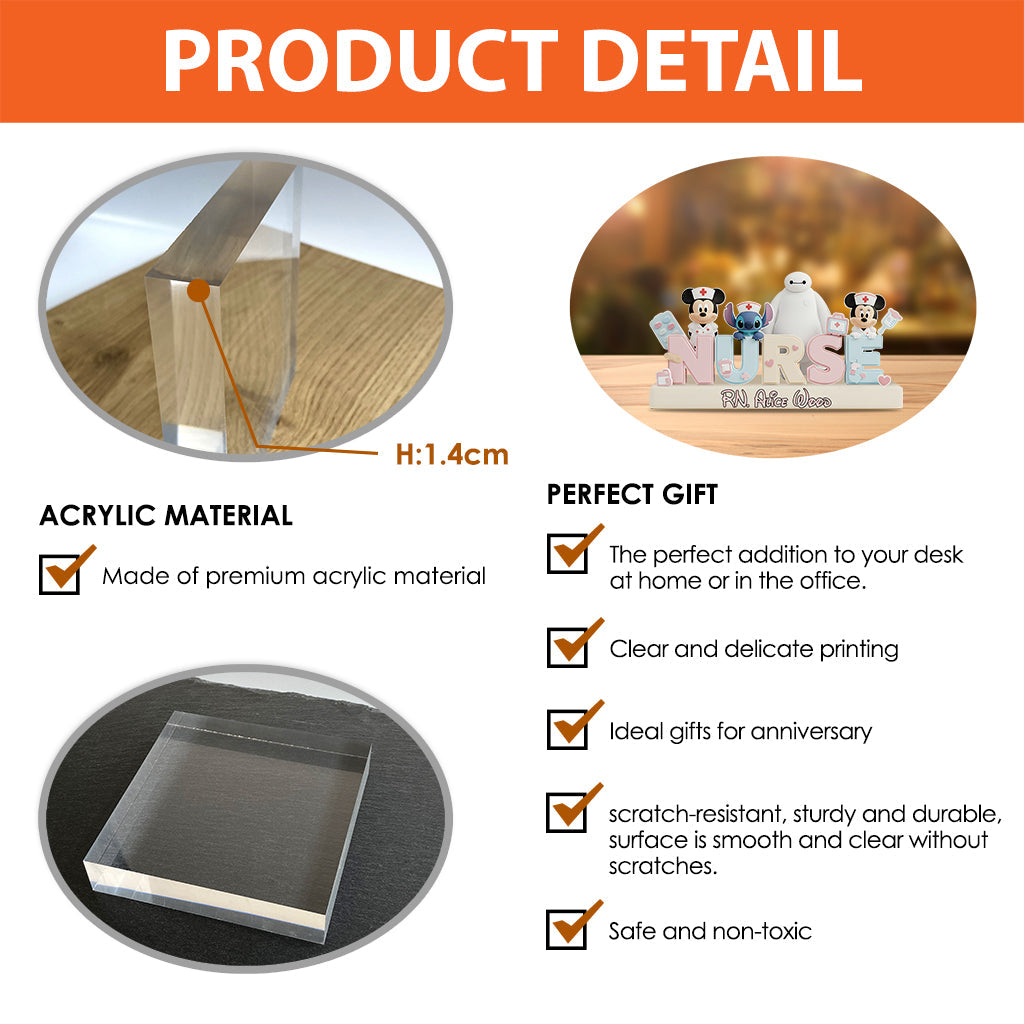 Cutie Nurse Desk Decor - Personalized Mouse Custom Shaped Acrylic Plaque