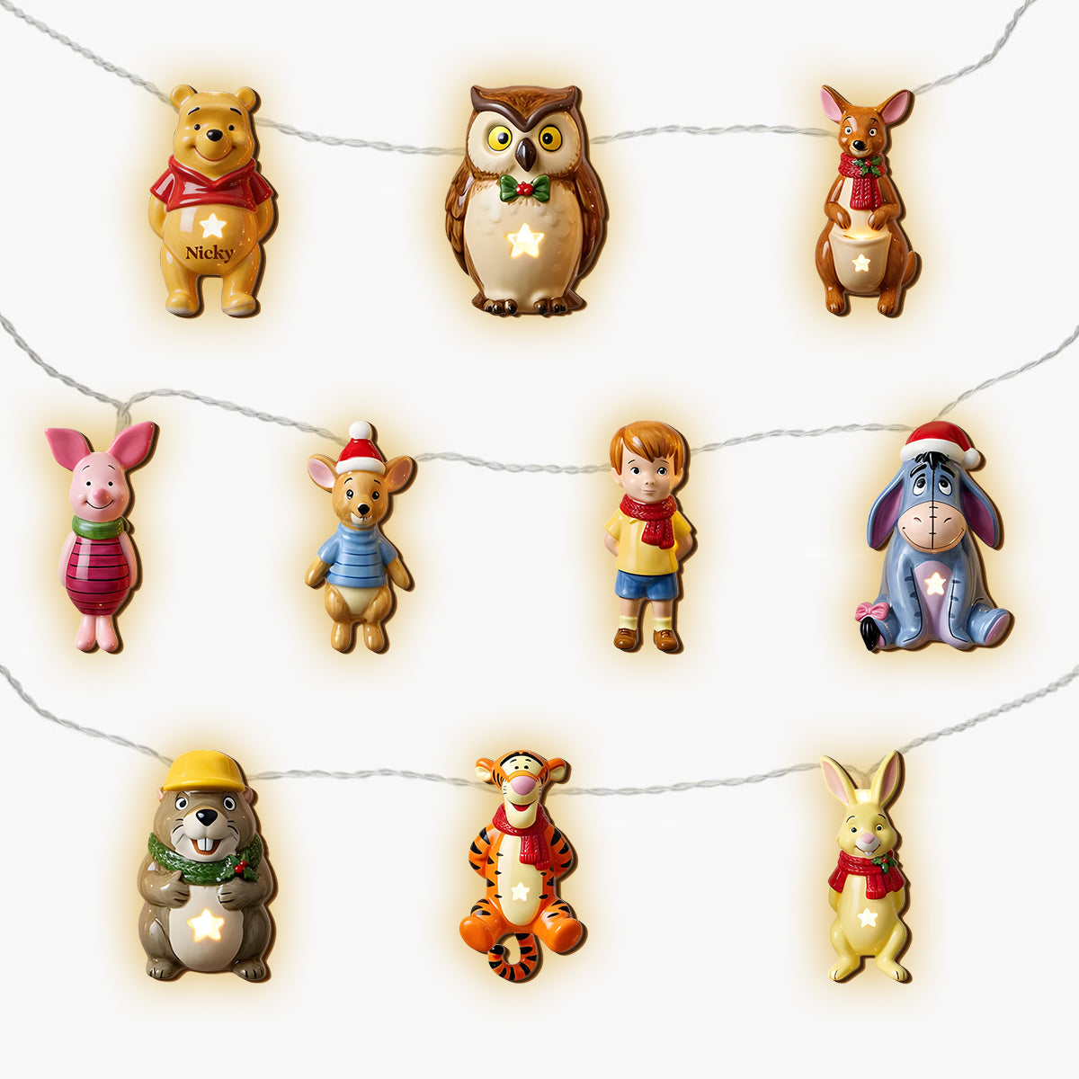 Christmas Friends - Personalized Yellow Bear String Lights