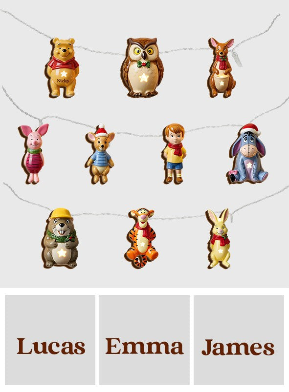 Christmas Friends - Personalized Yellow Bear String Lights