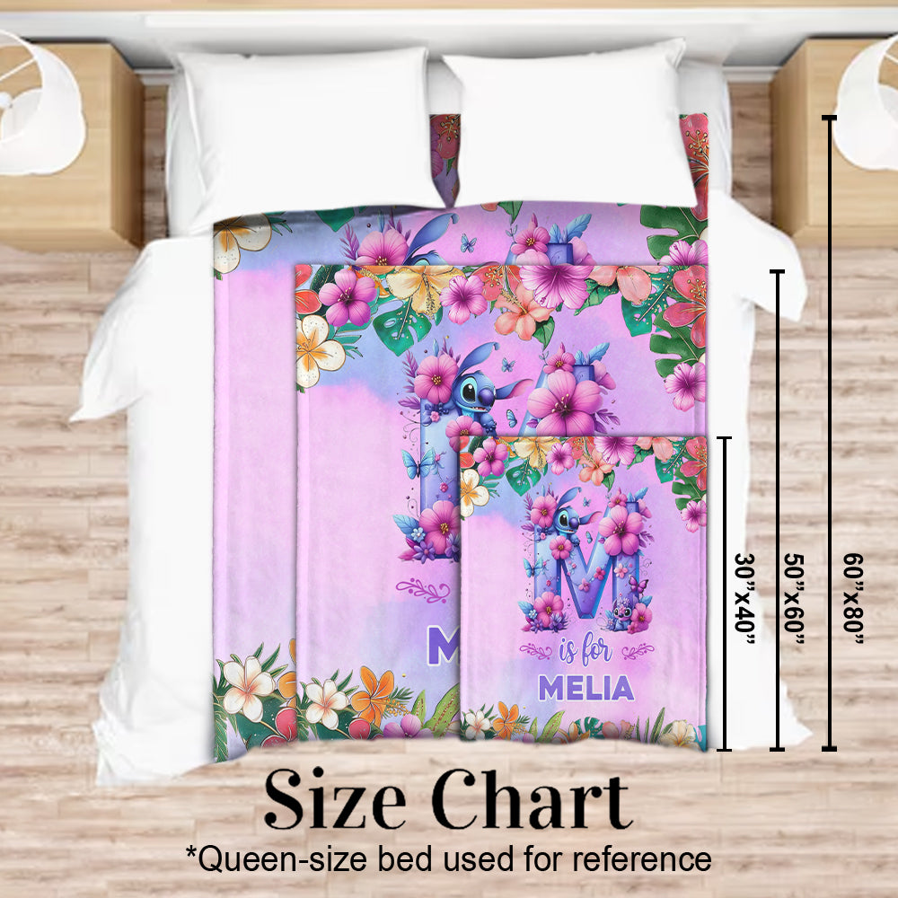 Blue Ohana Alphabet Letter Custom Name - Personalized Ohana Blanket