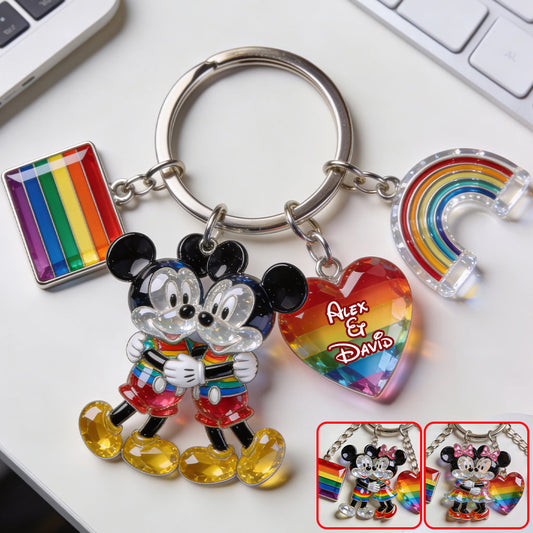 Love Is Love Gift For Couple - Personalized LGBT Support Premium Keychain With Charms