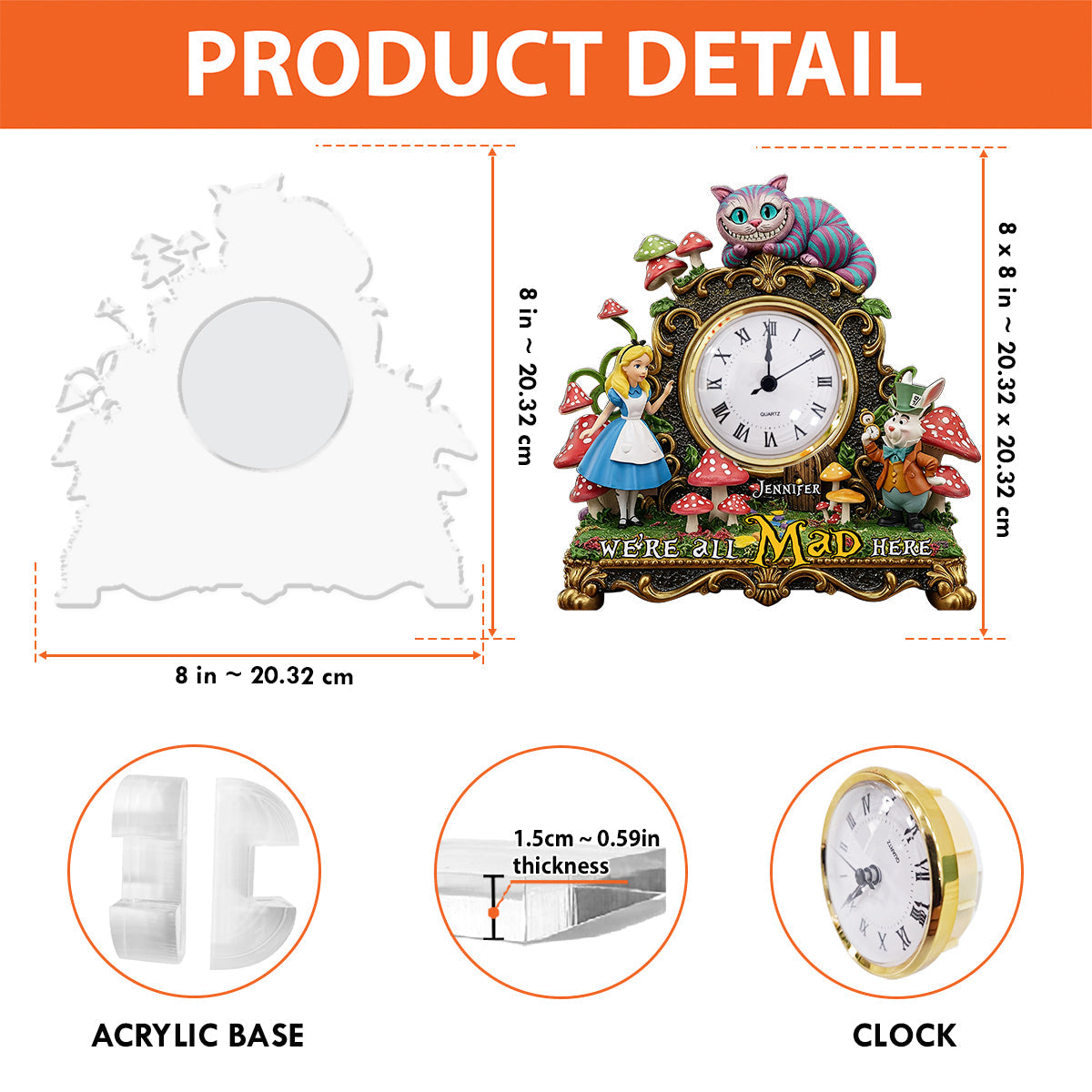 We're All Mad Here - Personalized Magical Acrylic Clock Plaque