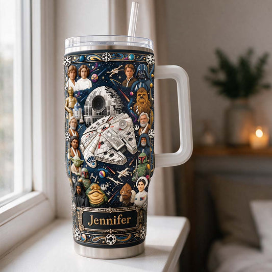 Star Ships - Personalized The Force Tumbler With Handle