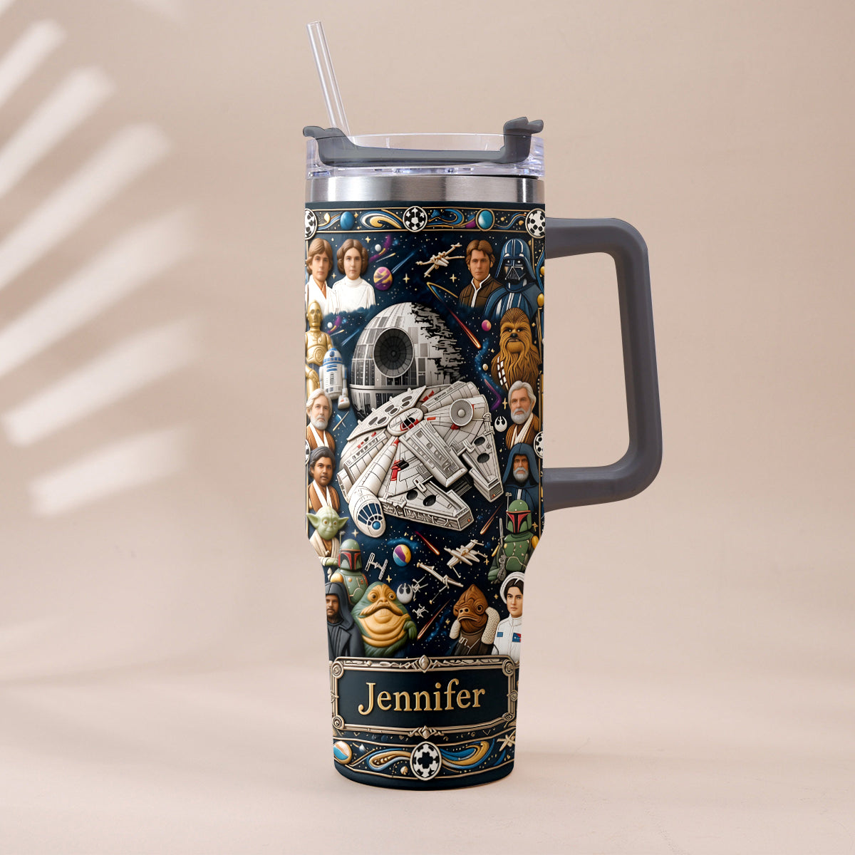 Star Ships - Personalized The Force Tumbler With Handle