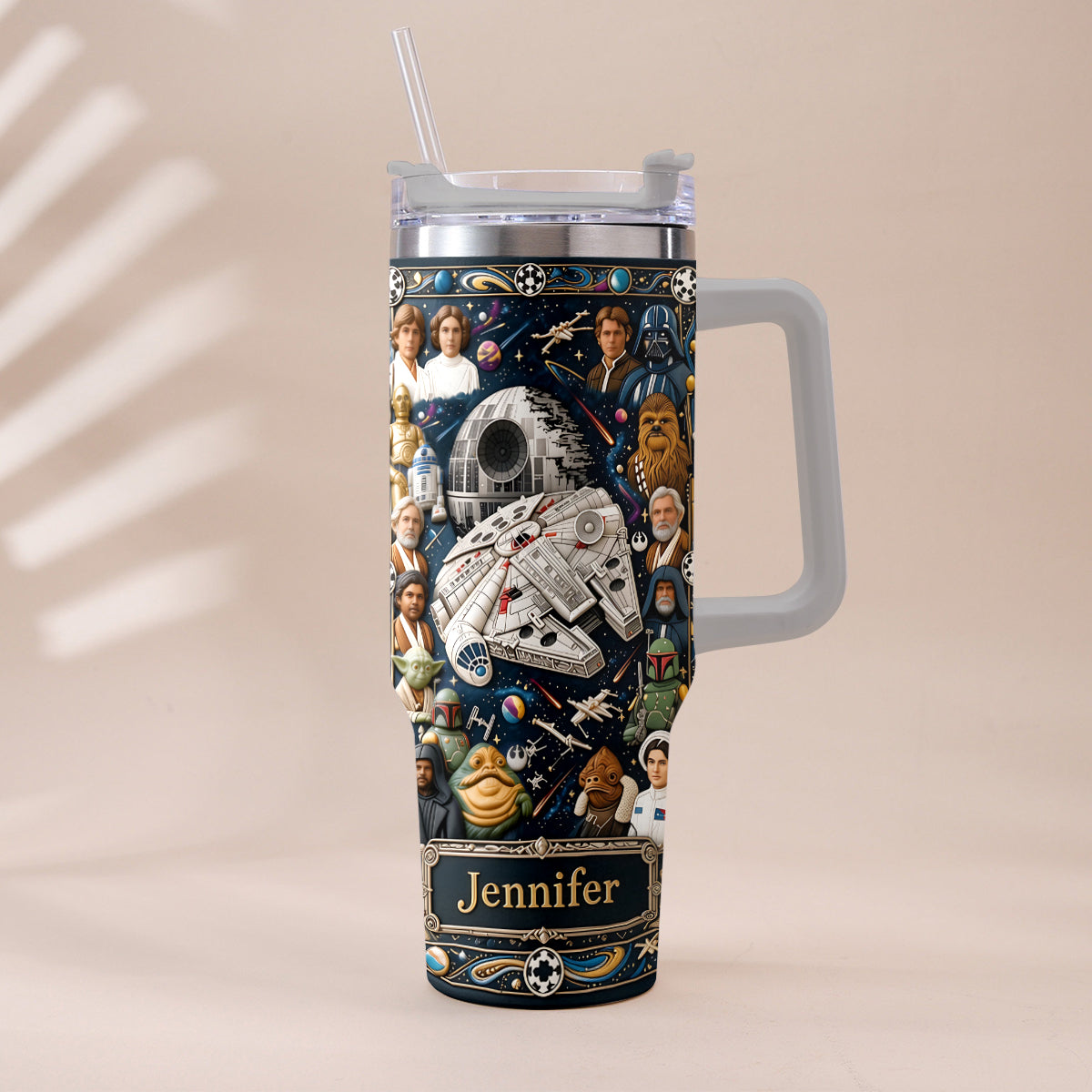Star Ships - Personalized The Force Tumbler With Handle