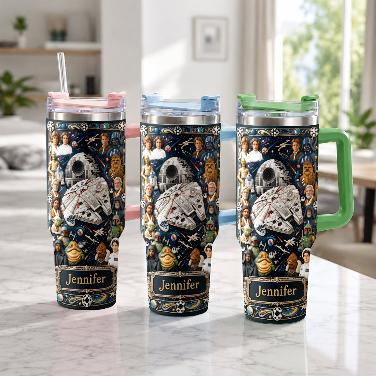 Star Ships - Personalized The Force Tumbler With Handle