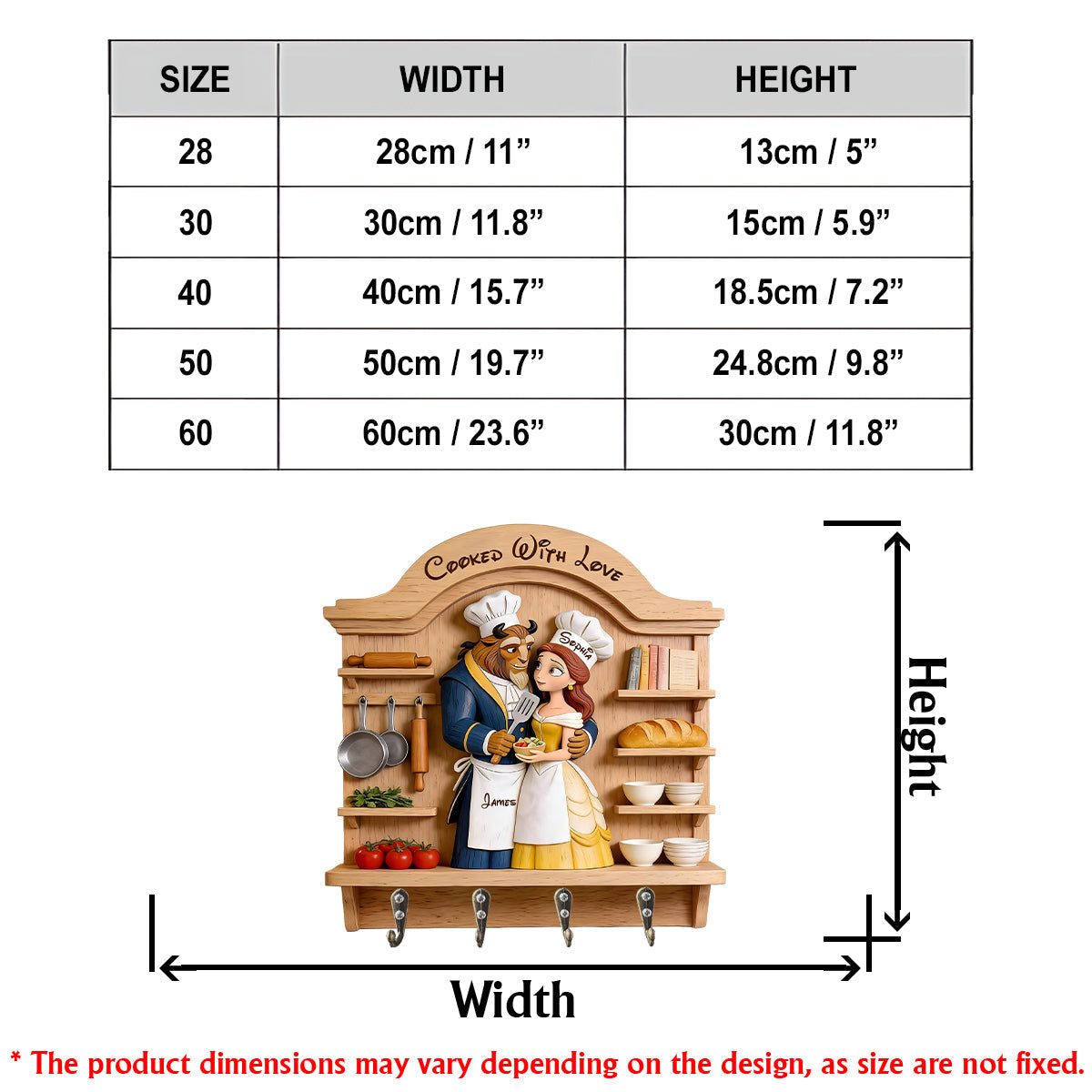 Our Loving Kitchen Couple Gift - Personalized Beauty And The Beast Custom Shaped Hanging Rack