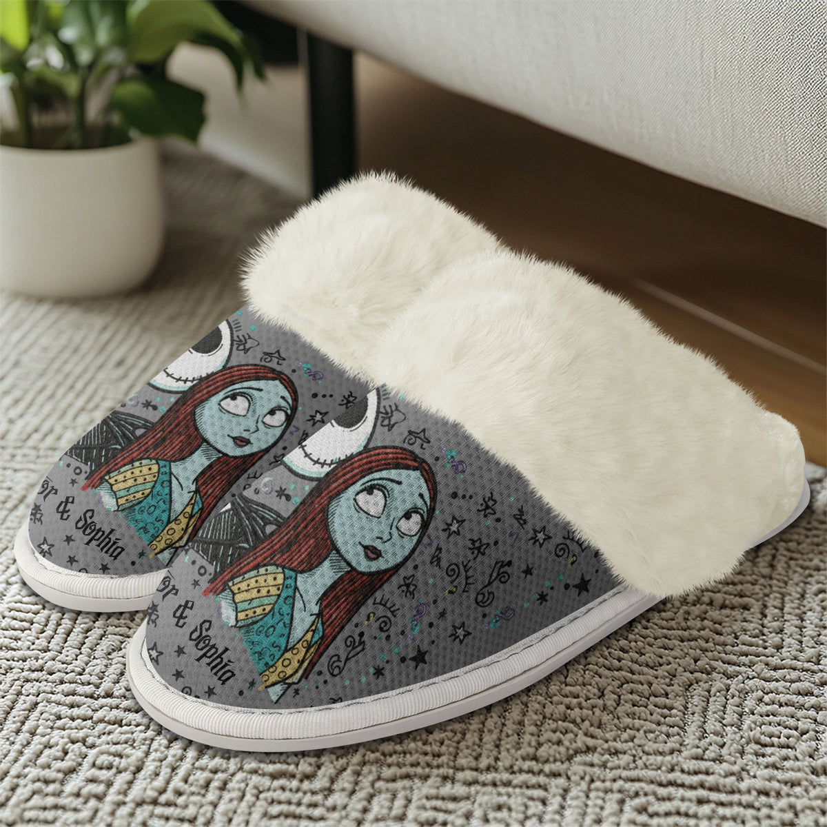 Till Death Do Us Part - Personalized Nightmare Slippers With Fur Lining