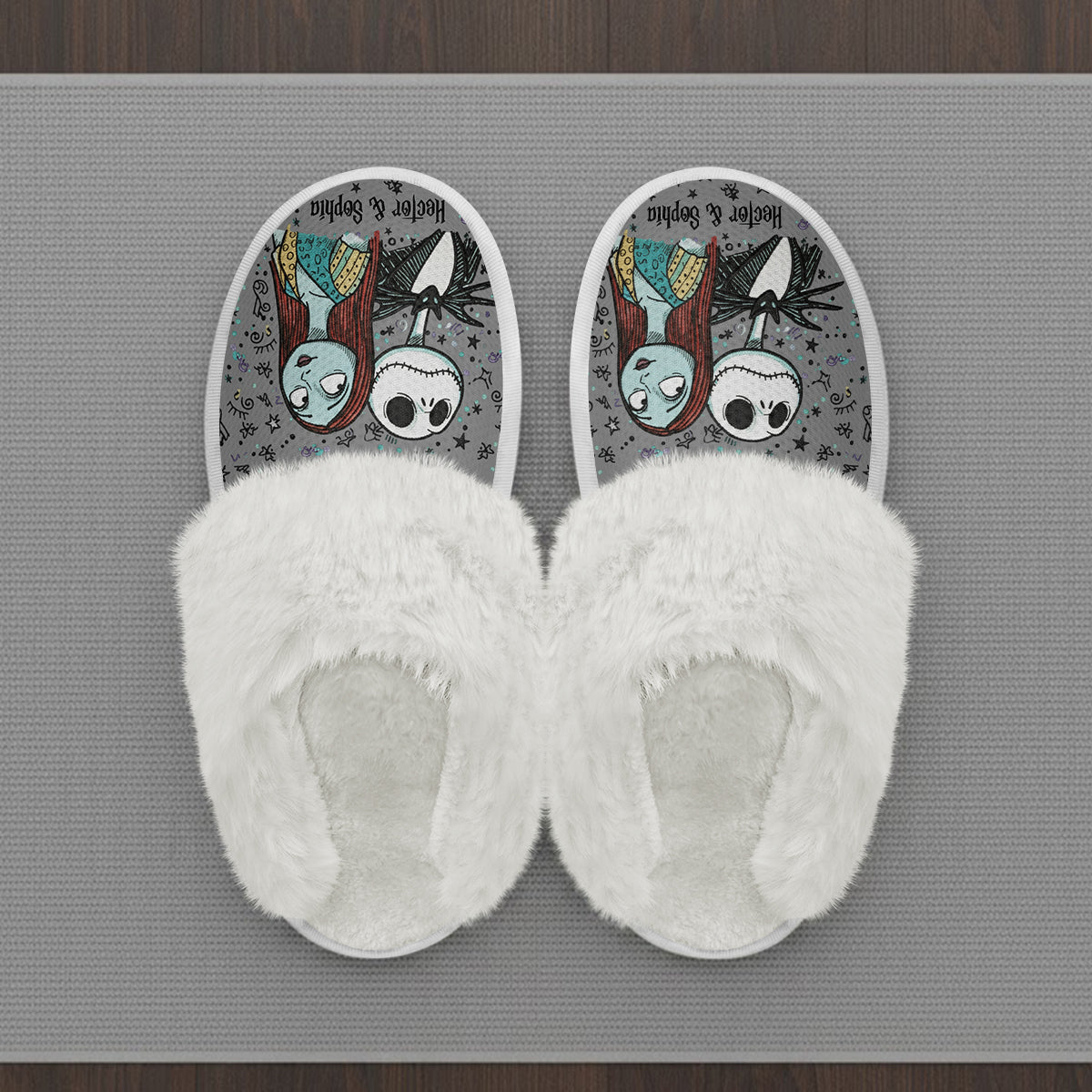 Till Death Do Us Part - Personalized Nightmare Slippers With Fur Lining