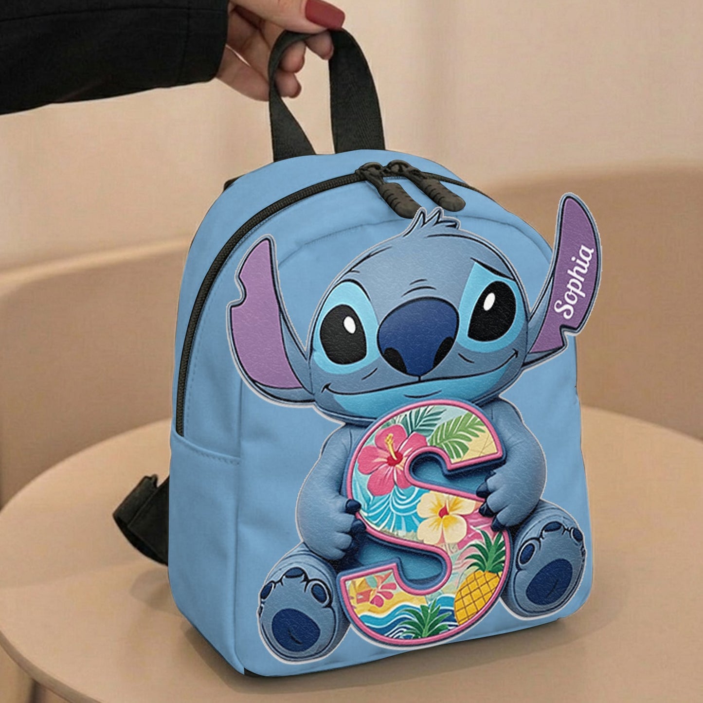 Custom Ohana Initial Letter - Personalized Ohana Changeable Leather Patch Backpack