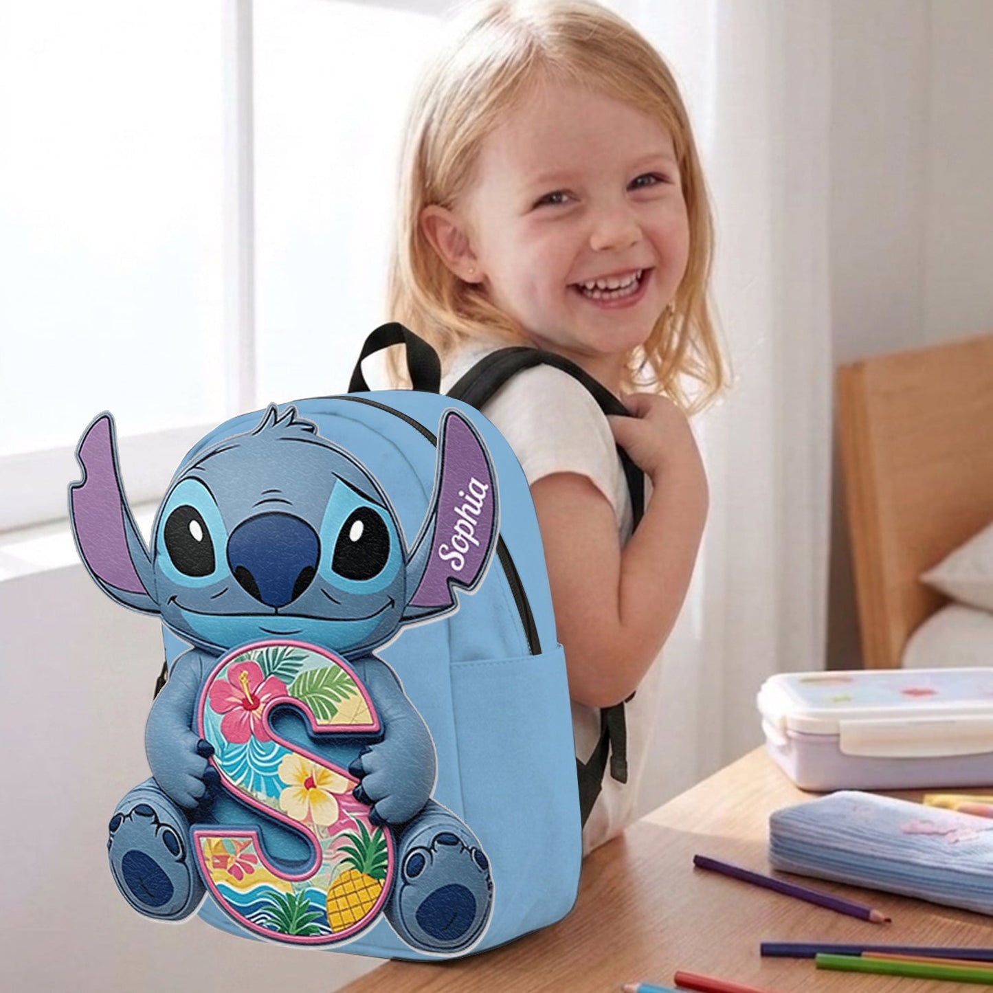 Custom Ohana Initial Letter - Personalized Ohana Changeable Leather Patch Backpack