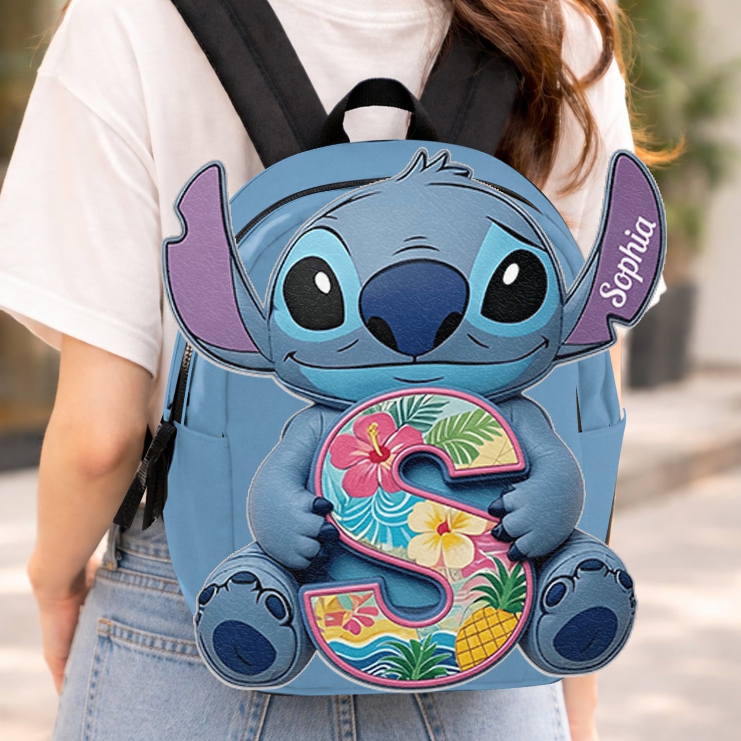 Custom Ohana Initial Letter - Personalized Ohana Changeable Leather Patch Backpack