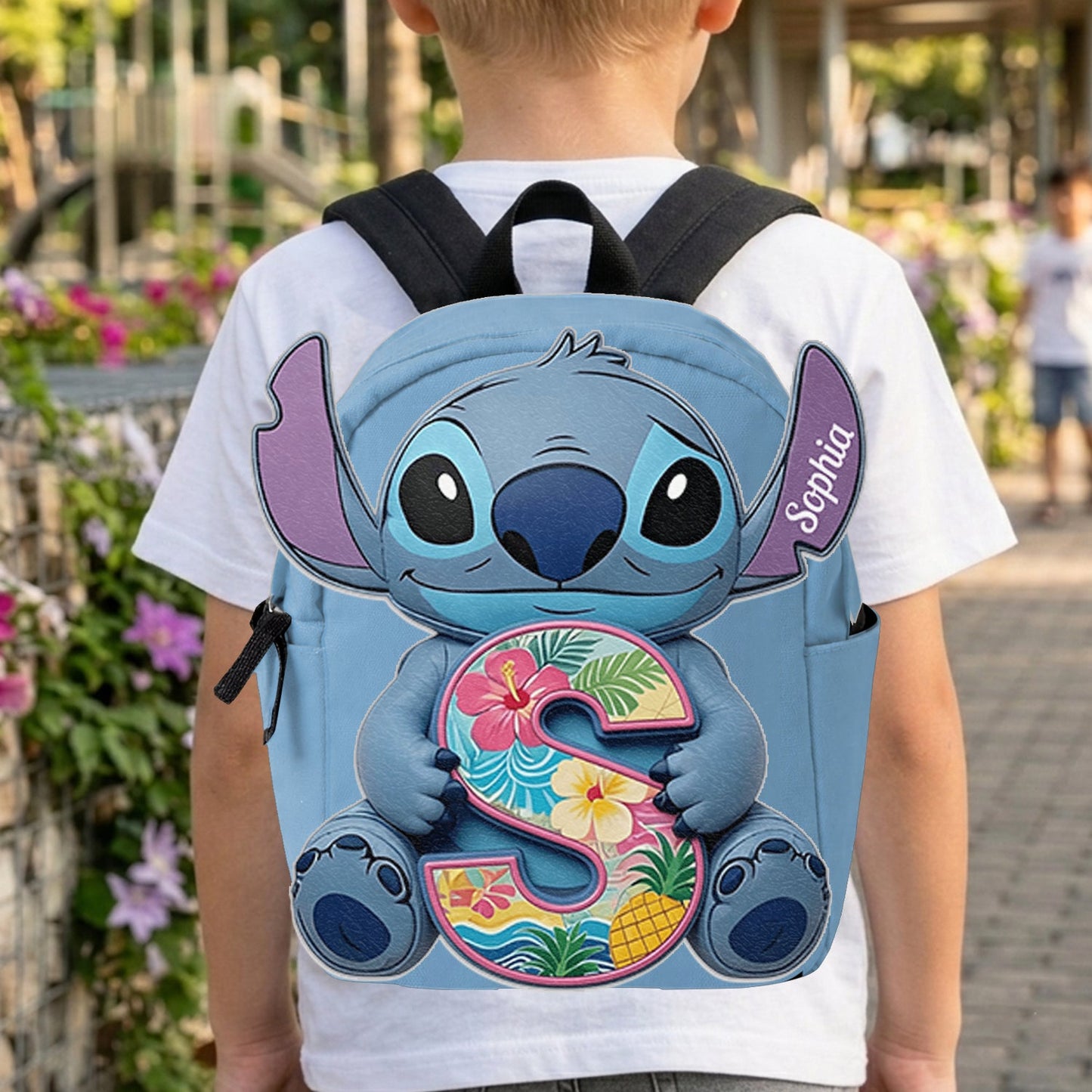 Custom Ohana Initial Letter - Personalized Ohana Changeable Leather Patch Backpack