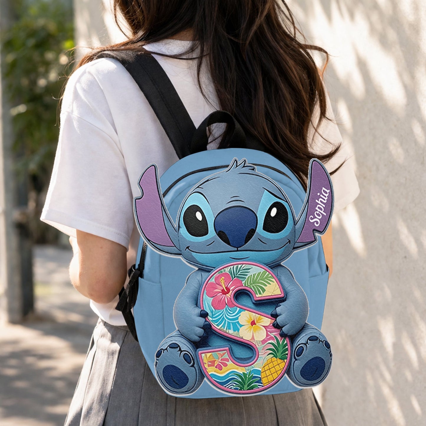 Custom Ohana Initial Letter - Personalized Ohana Changeable Leather Patch Backpack