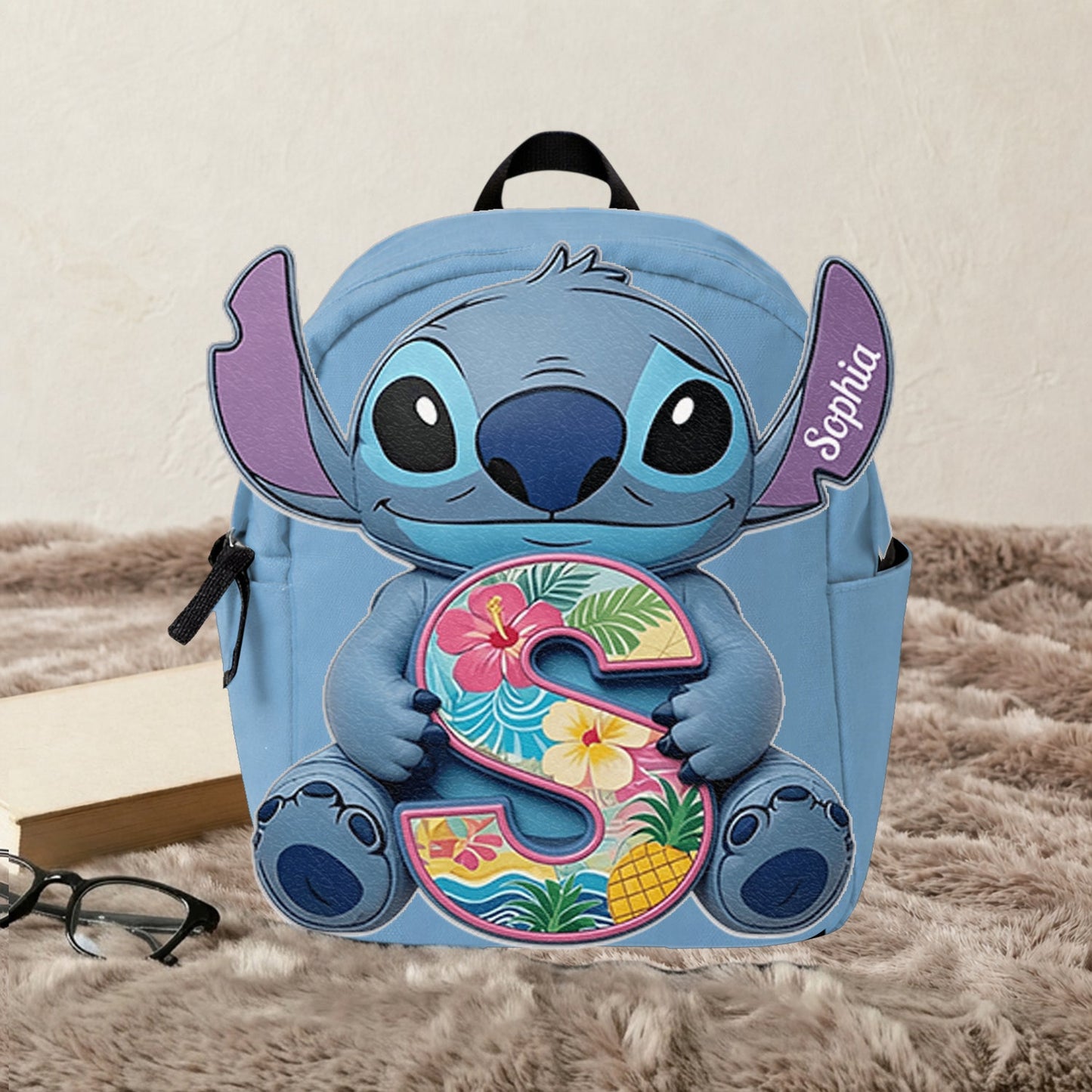 Custom Ohana Initial Letter - Personalized Ohana Changeable Leather Patch Backpack