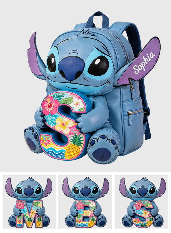 Custom Ohana Initial Letter - Personalized Ohana Changeable Leather Patch Backpack