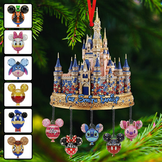 Magical Castle Family Ornament - Personalized Mouse Ornament With Charm