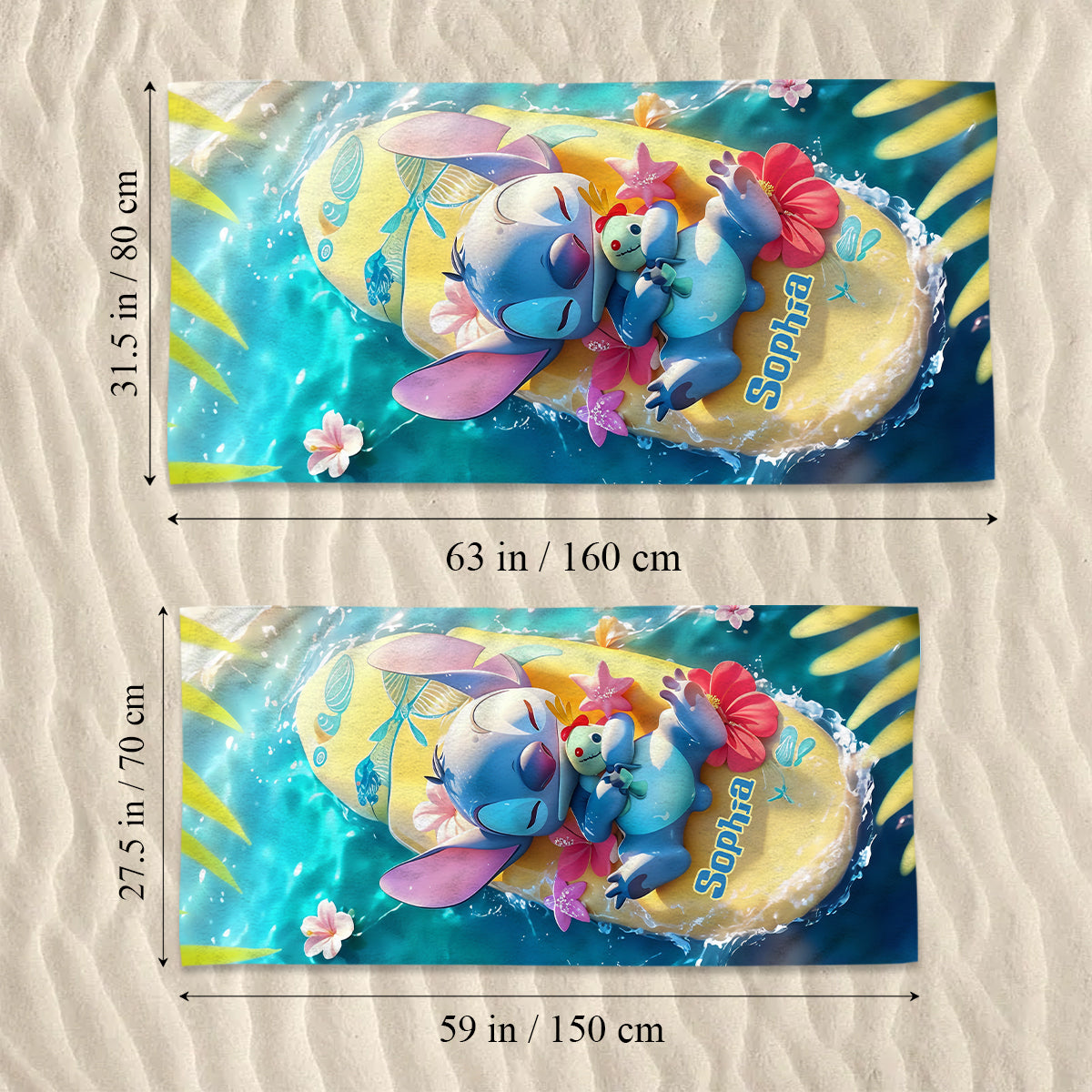 Chillin Blue Alien Ohana - Personalized Ohana Quick-dry Beach Towel/ Bath Towel