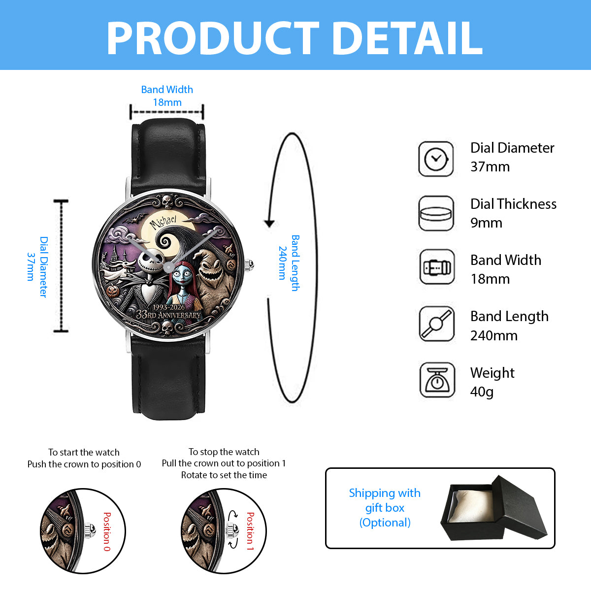 33rd Anniversary - Personalized Nightmare Hand Watch