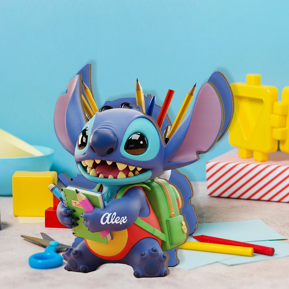 Back To School - Personalized Ohana Wooden Pen Holder
