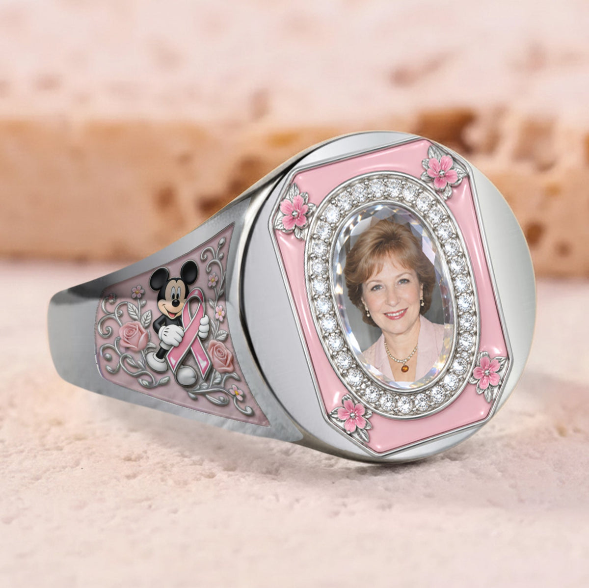 In Octorber We Wear Pink - Personalized Breast Cancer Awareness Signet Ring