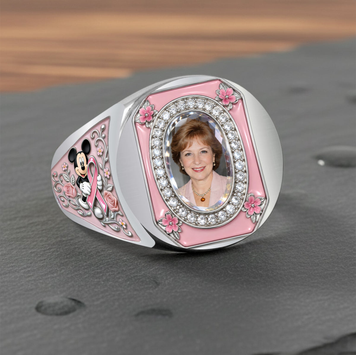In Octorber We Wear Pink - Personalized Breast Cancer Awareness Signet Ring
