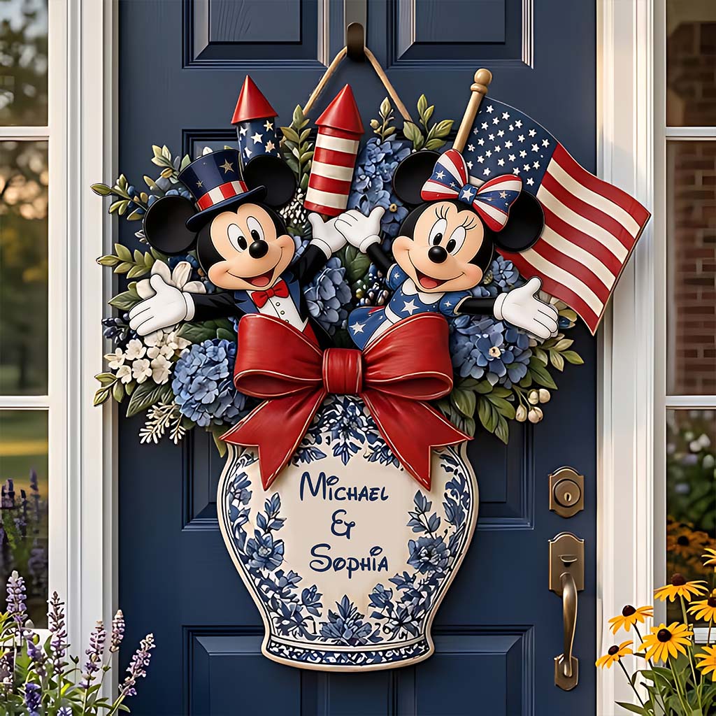 Celebrate Independence Day - Personalized Mouse Custom Shaped Wood Sign