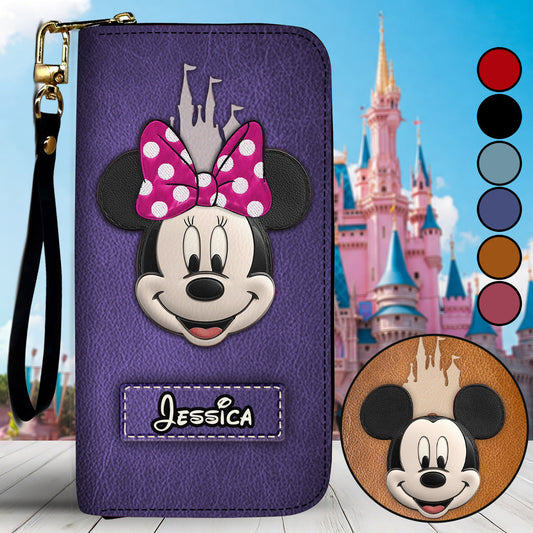 Dream Magic Custom Name - Personalized Mouse Leather Long Wallet