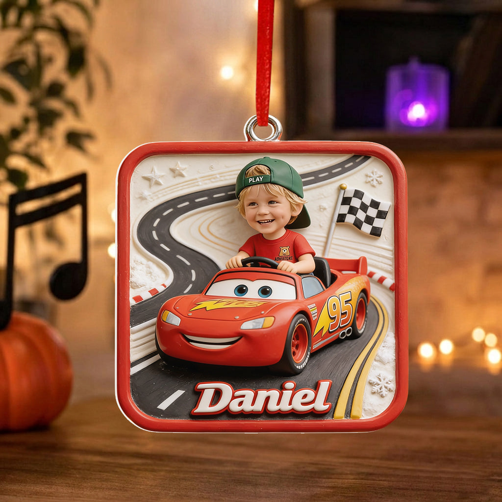 Kid And Car Friend Character - Personalized Racing Lover Premium 3D Ornament