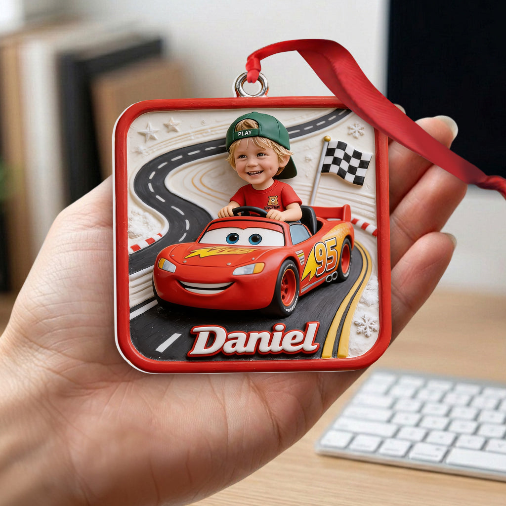 Kid And Car Friend Character - Personalized Racing Lover Premium 3D Ornament