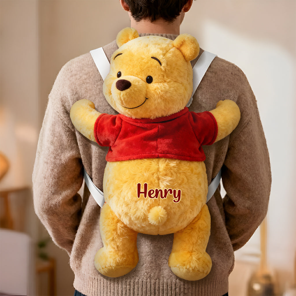 Bear Clinging - Personalized Yellow Bear Plush Backpack