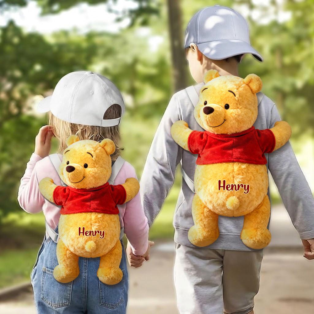 Bear Clinging - Personalized Yellow Bear Plush Backpack
