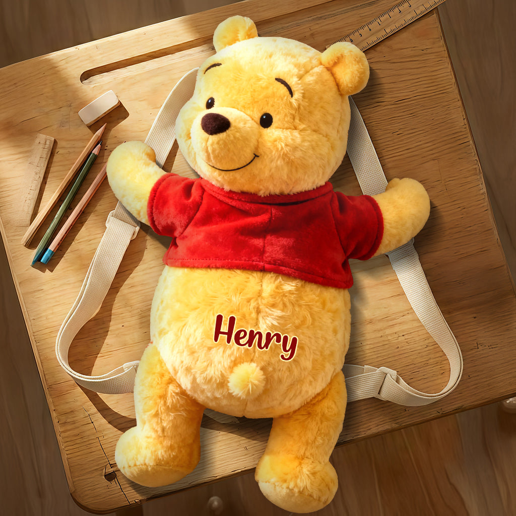 Bear Clinging - Personalized Yellow Bear Plush Backpack
